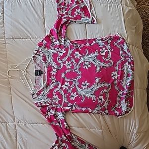 Women's blouse, Coco Bianco, Size M, Magenta Pink, white, and Navy